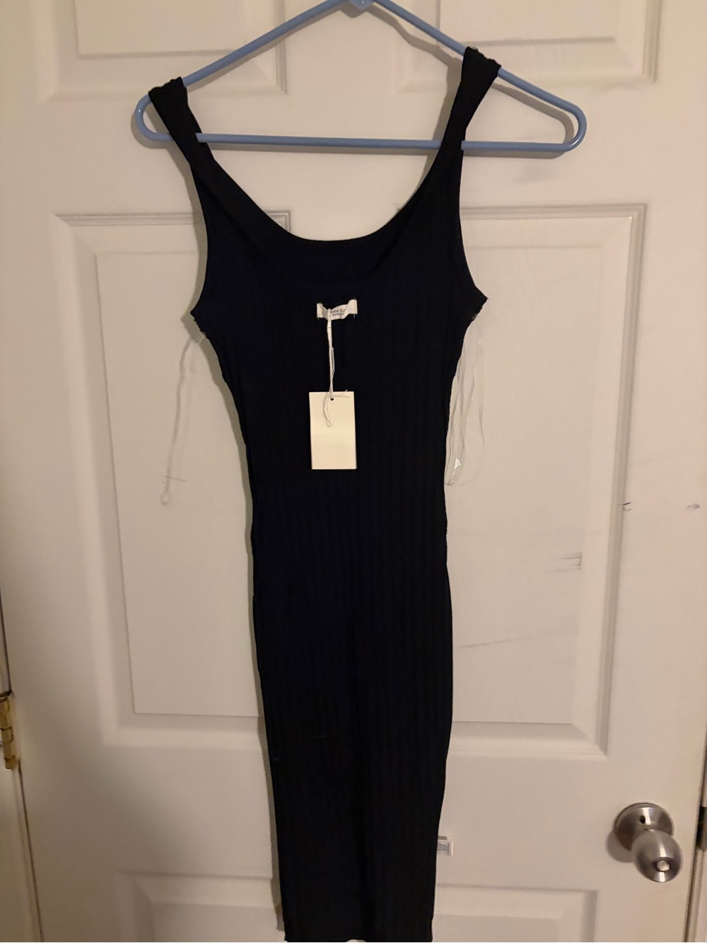 Sleeveless Black Ribbed Midi Dress - Picture 2 of 2